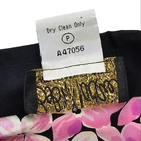 Bob Mackie Wearable Art Floral Beaded Blouse Pink and Black Women's Size Large - Picture 11 of 15